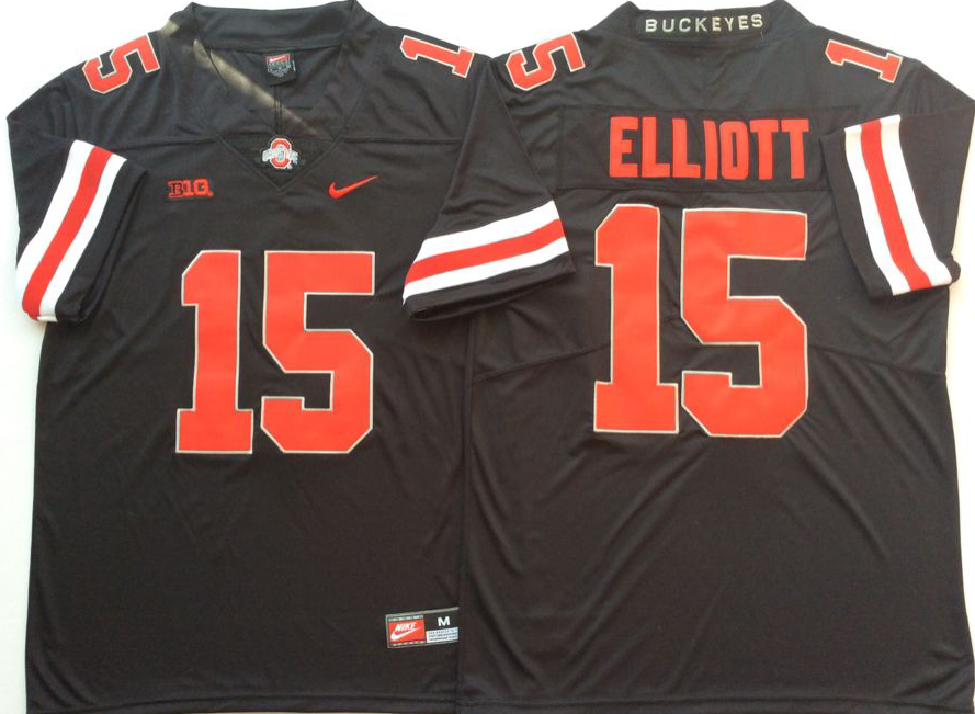 NCAA Men Ohio State Buckeyes Black #15 ELLIOTT->ncaa teams->NCAA Jersey